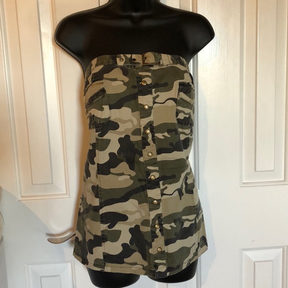 torrid Tops - TORRID🌲 CAMOUFLAGE SLEEVELESS STRAPLESS TOP Sz 22